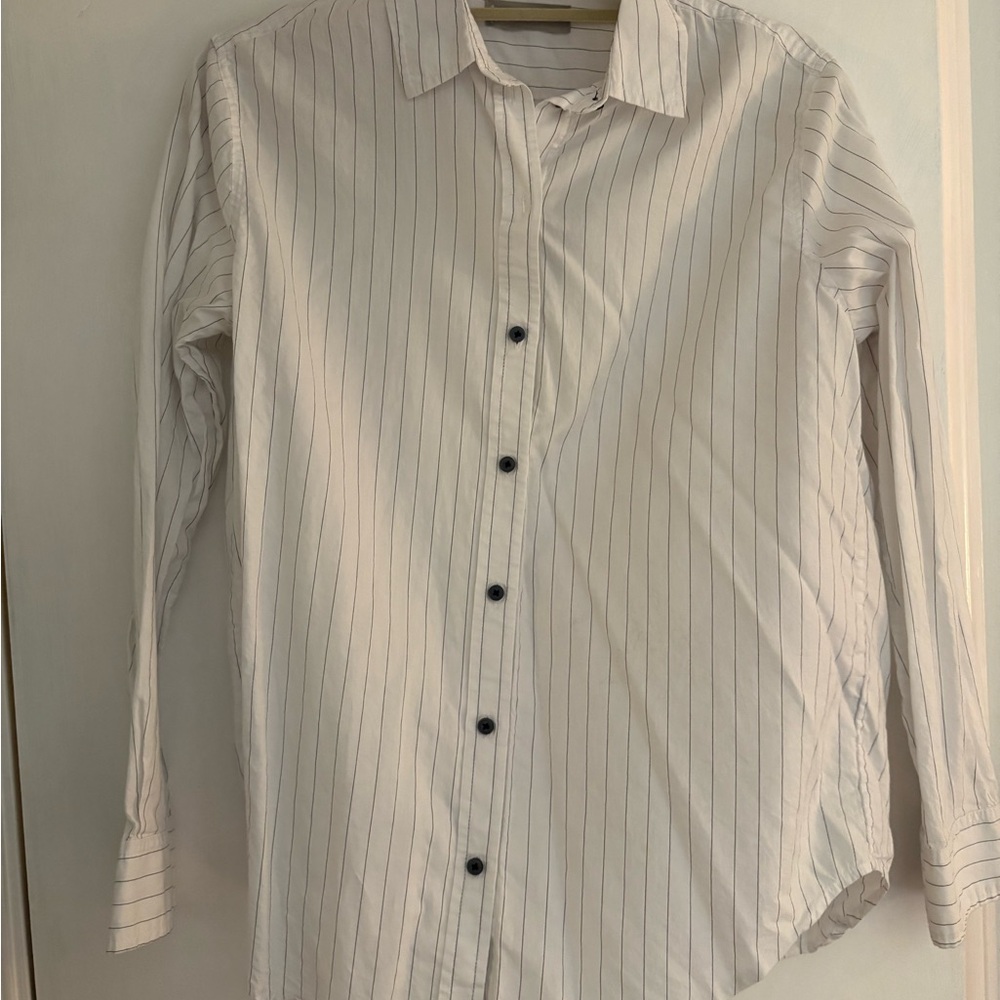 Everlane White and Blue Striped Men's Shirt